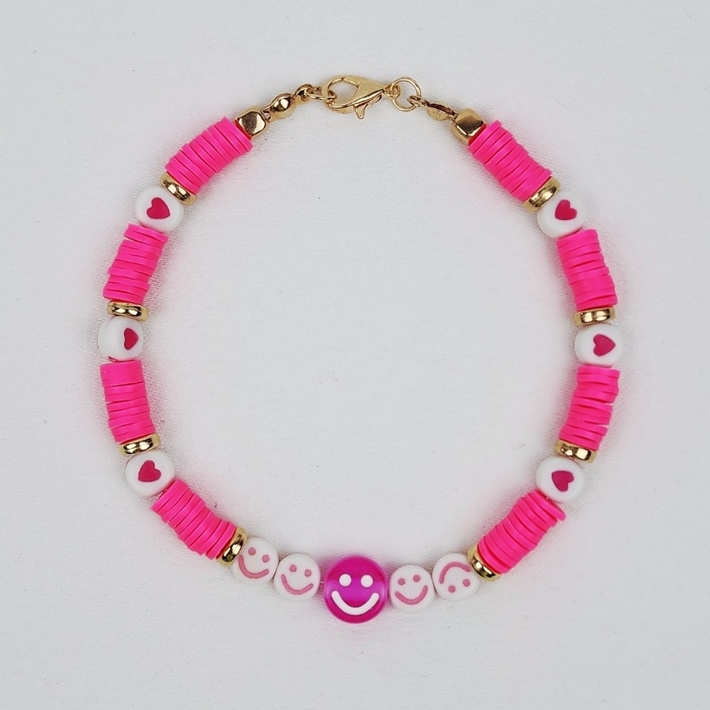 Handmade Smiley Face Heart Bracelet